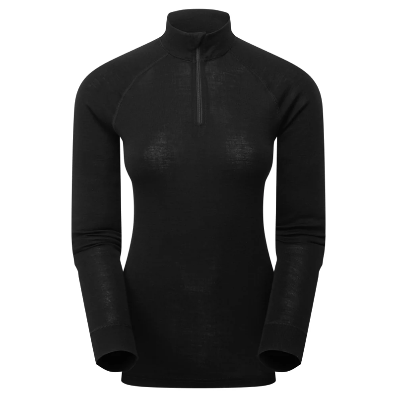 Keela Women's Merino Long-Sleeved Zip Neck Top in Black