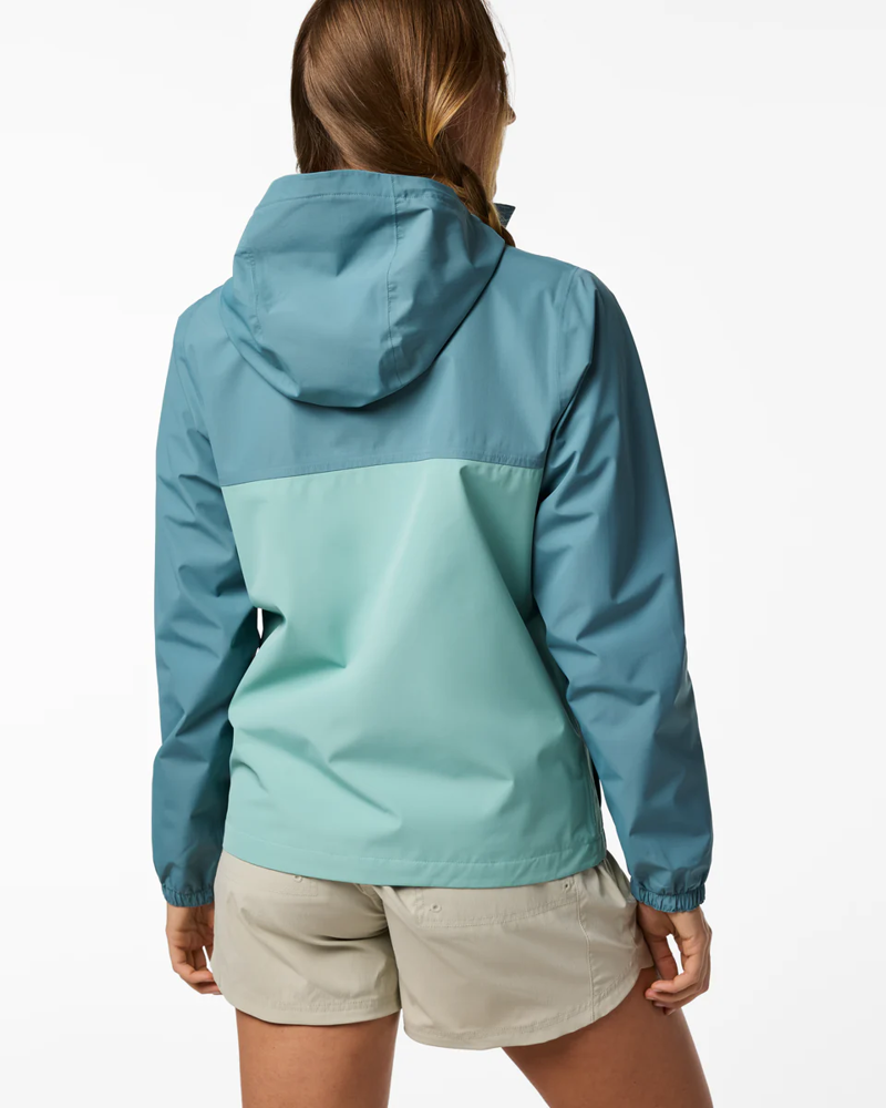 Cotopaxi Women's Rayu Rain Jacket in Everglade and Tide Pool-2