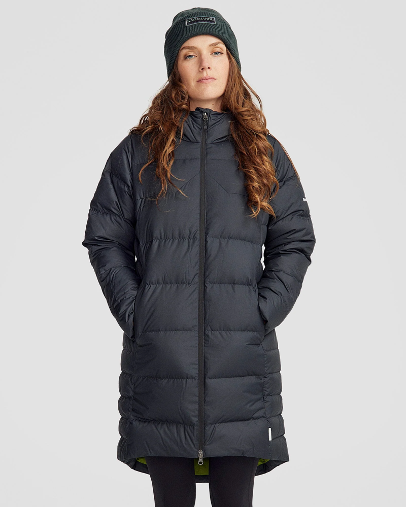 Kathmandu Women's Epiq Longline Down Coat in Black-1