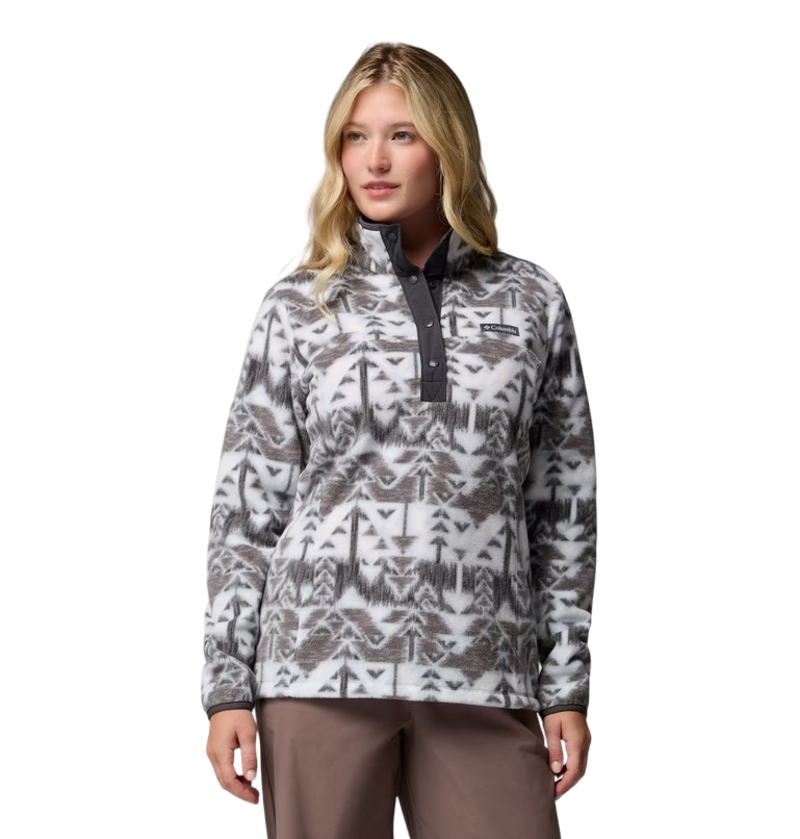 Columbia Women's Benton Springs Printed 1/2 Snap in Cirrus Grey/Sketchup