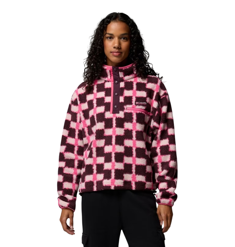 Columbia Women's Helvetia II Printed Cropped Half Snap in Moonvista/Geostack