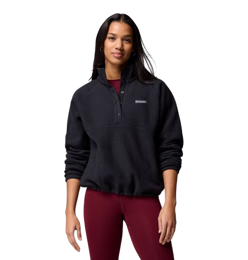 Columbia Women's Jasper Ridge Pebbled Fleece Half Snap in Black