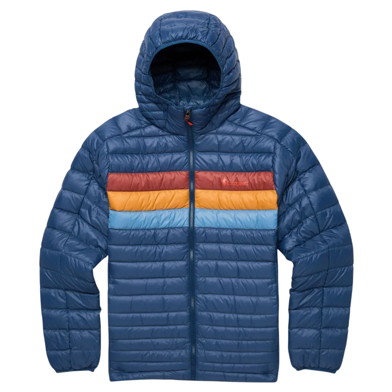 Cotopaxi Men's Fuego Down Hooded Jacket in Deep Sea Stripes