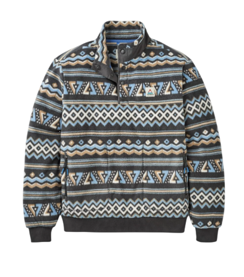 Passenger Men's Take It Easy Polar Fleece in Geo Stripe Faded Black