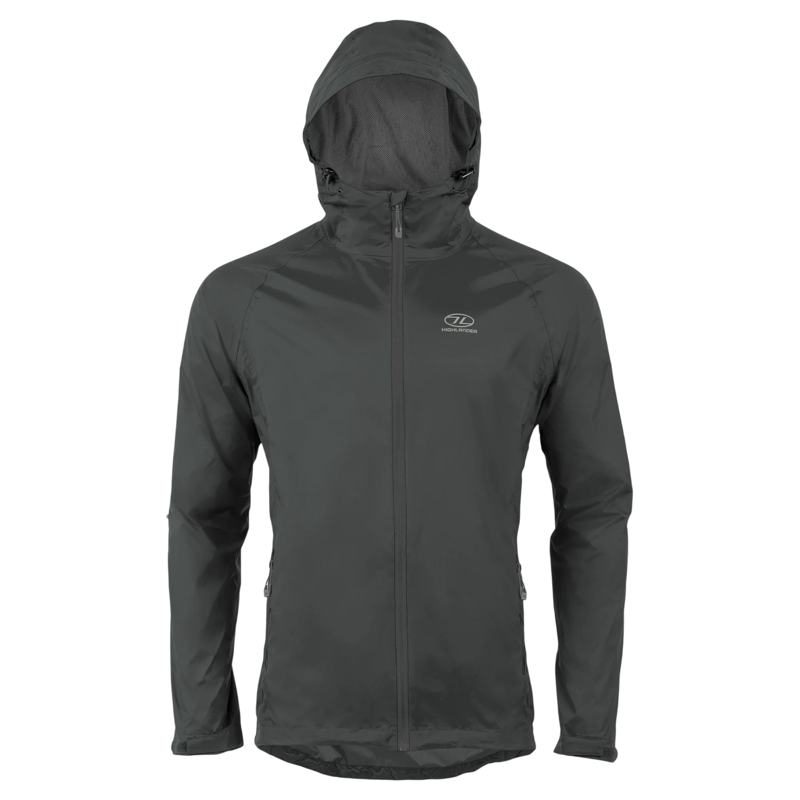 Highlander Men's Stow and Go Pack-Away Waterproof Jacket in Grey