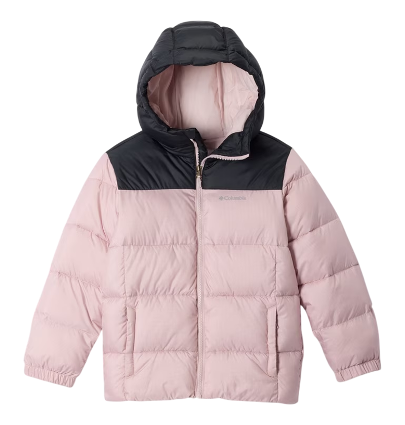 Columbia Kid's Puffect Hooded Jacket in Mineral Pink/Black