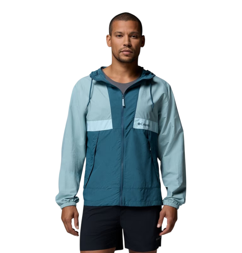 Columbia Men's Spire Valley Hooded Windbreaker in Crushed Blue/Everblue
