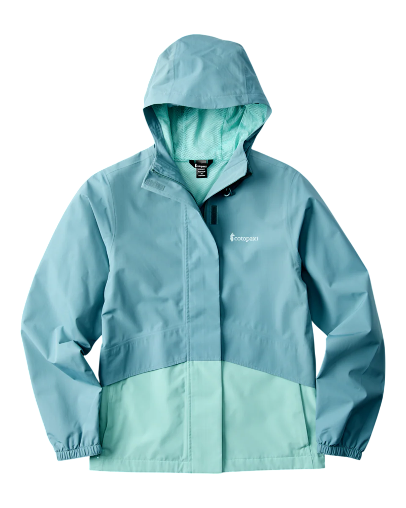 Cotopaxi Women's Rayu Rain Jacket in Everglade and Tide Pool