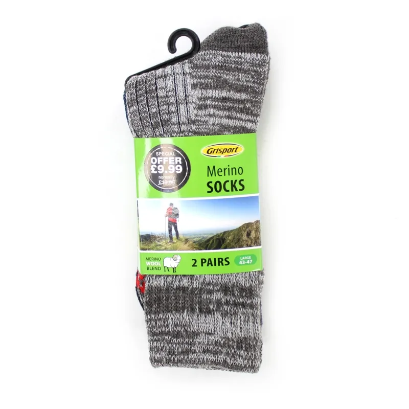Grisport Men's Merino Wool Twin Pack Socks in Blue and Grey-1
