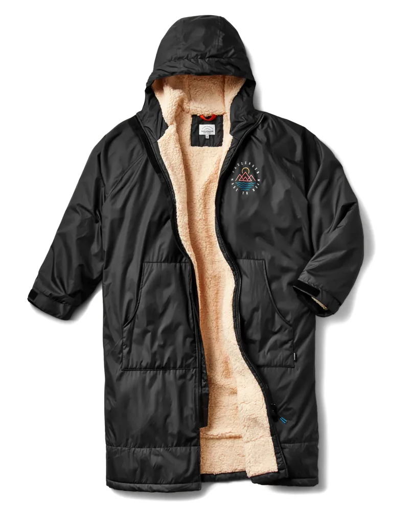 Passenger Adult Escapism Recycled Sherpa Lined Changing Robe in Black