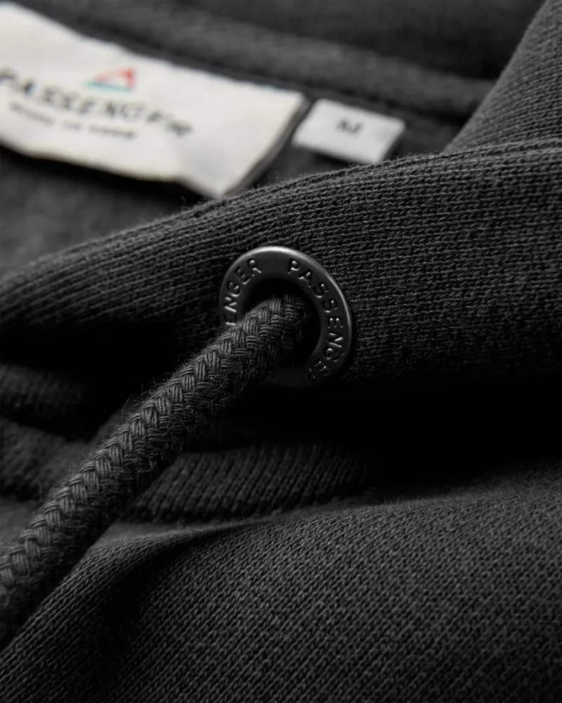 Passenger Men's Heritage Full Zip Recycled Cotton Hoodie in Black-4