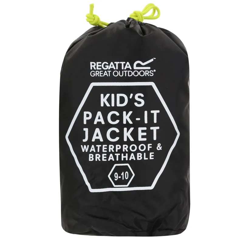Regatta Kid's Pack It III Waterproof Jacket in Black-2