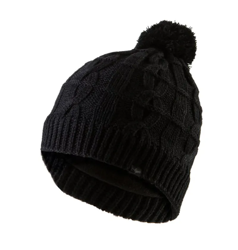 Sealskinz Unisex Waterproof Cable Bobble Beanie in Black