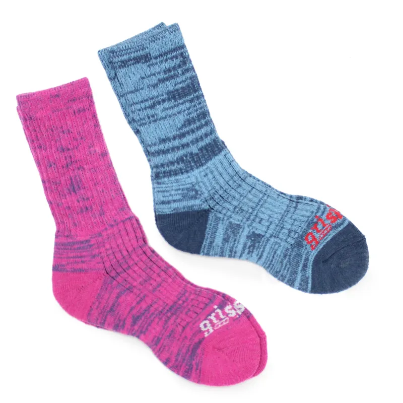 Grisport Women's Merino Wool Twin Pack Socks in Pink and Blue