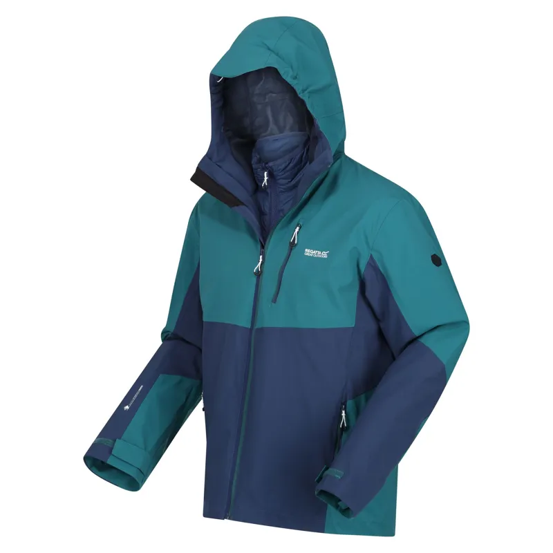 Regatta Men's Wentwood VII 3in1 Waterproof Jacket in Pacific Green/Admiral Blue-6